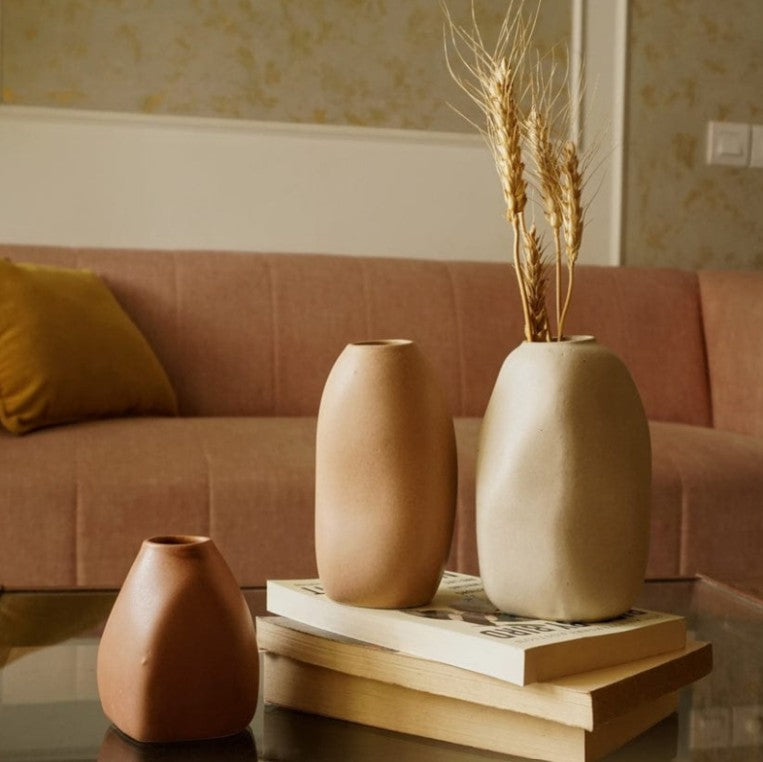 Earthy Ceramic Vases Collection - Set of 3