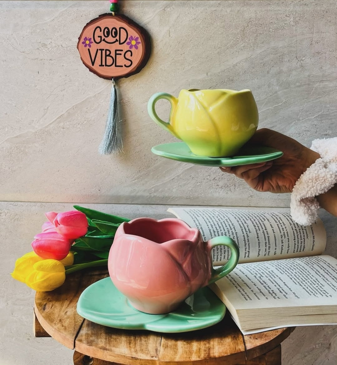Lotus Coffee Mug with Saucer Combo -300 ml