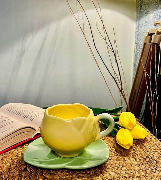 Lotus Coffee Mug with Saucer Combo -300 ml