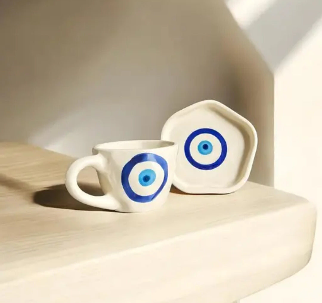 Evil Eye Coffee Mug & Saucer - 250 ml