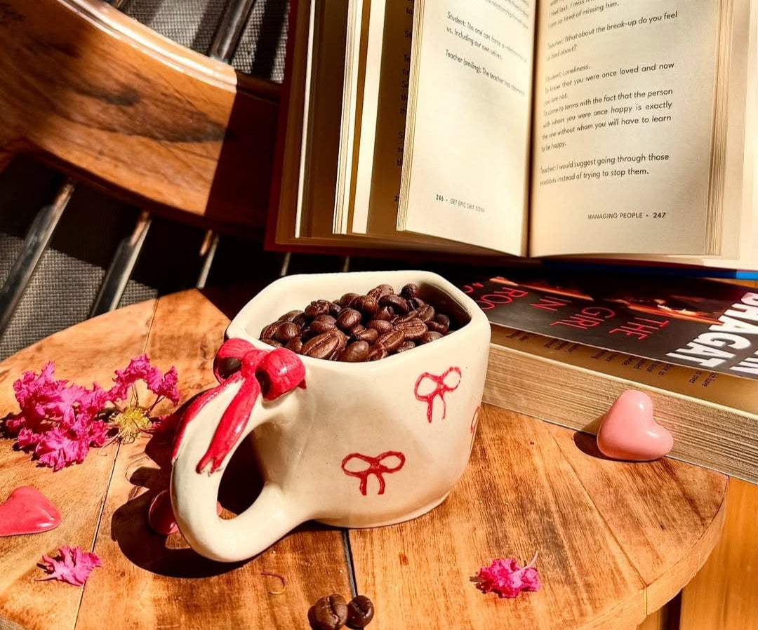 Cute Pinierest 3D Realistic Bow Ceramic Mug- 200 ml