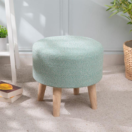 Pista Green Cotton Dori Ottoman Stools for Living Room - Multiple Sizes