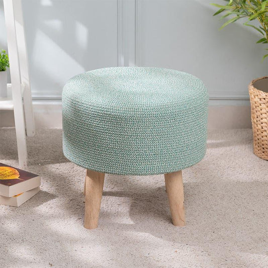 Pista Green Cotton Dori Ottoman Stools for Living Room - Multiple Sizes