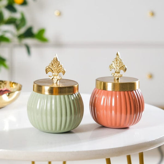 Vintage Design Metal Jar- Set of 2