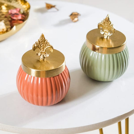Vintage Design Metal Jar- Set of 2