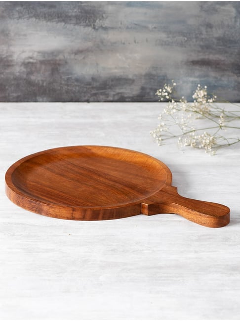 Pizza Platter Wooden Round Serving Tray