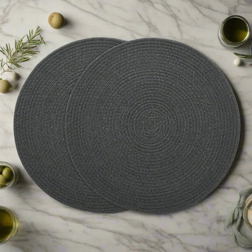 Dark Grey Cotton Braided Placemats