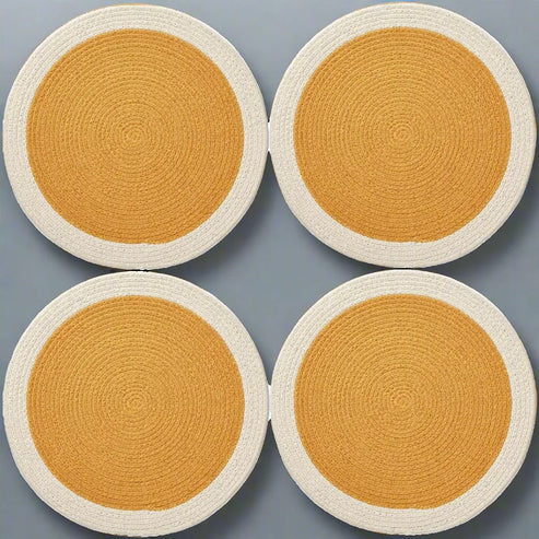 Yellow with White Border Chic Dual-Color Placemats