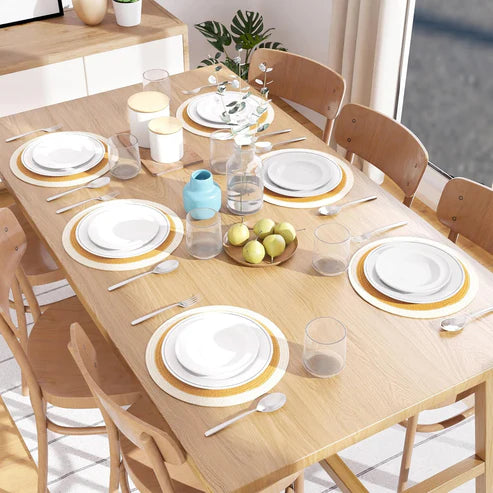 Yellow with White Border Chic Dual-Color Placemats