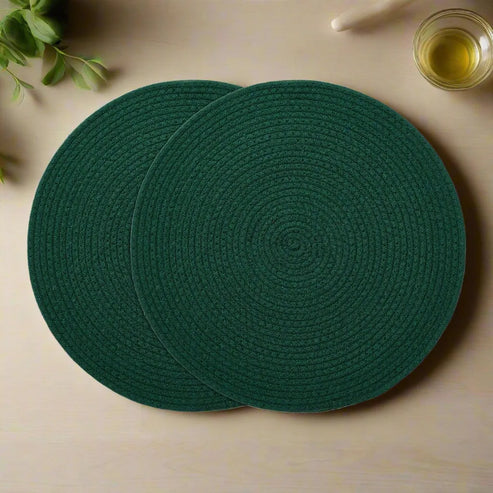 Dark Green Cotton Braided Placemats