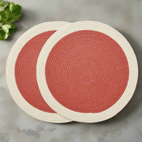Coral with Off-White Border Chic Dual-Color Placemats