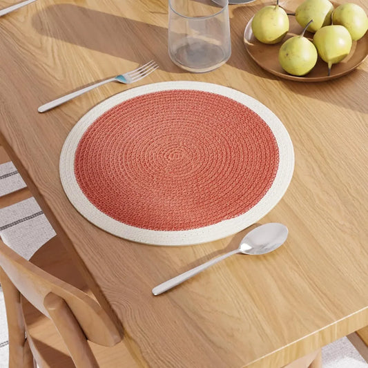 Coral with Off-White Border Chic Dual-Color Placemats