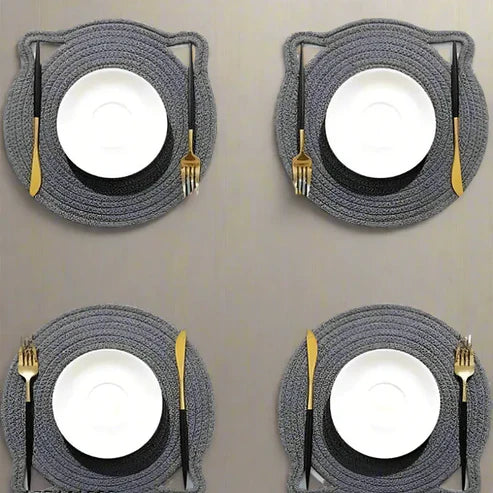 Cat-Ear Cotton Round Placemats