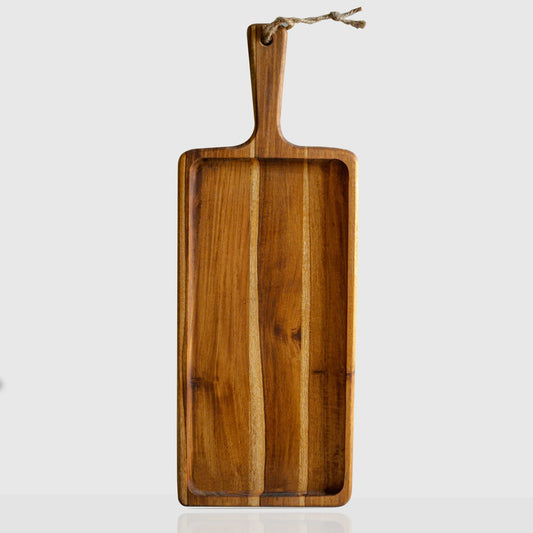 Wooden Serving Platter Teak Wood, Serving Board, Serving Tray with Handle.