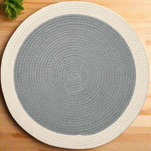 Grey with White Border Chic Dual-Color Placemats
