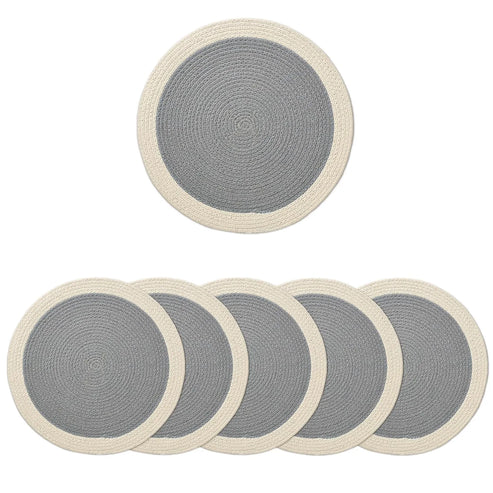 Grey with White Border Chic Dual-Color Placemats