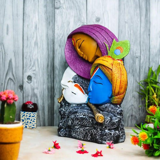 Radha Krishna Murti Idol Statue Sculpture - Multicolour