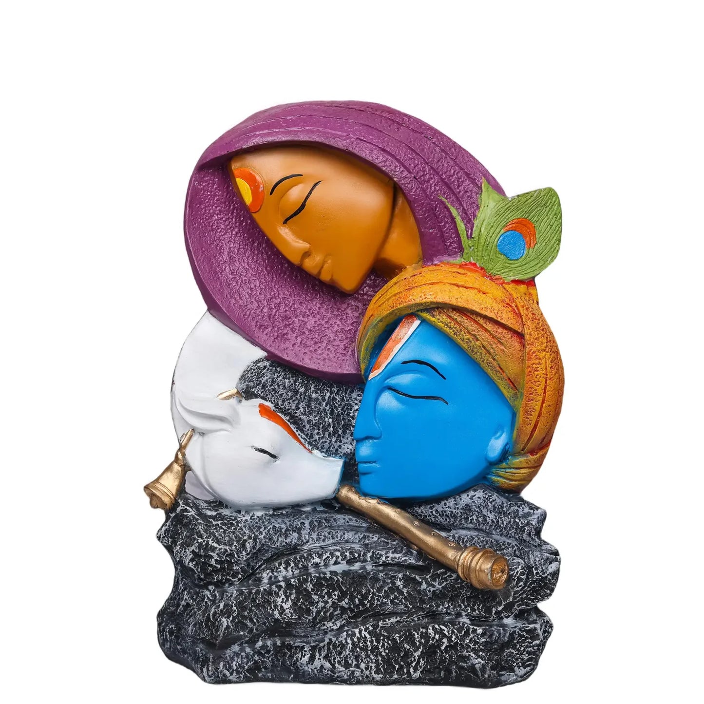 Radha Krishna Murti Idol Statue Sculpture - Multicolour