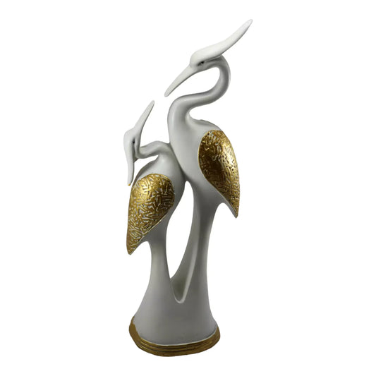 White Swan Couple Resin Handcrafted Statue