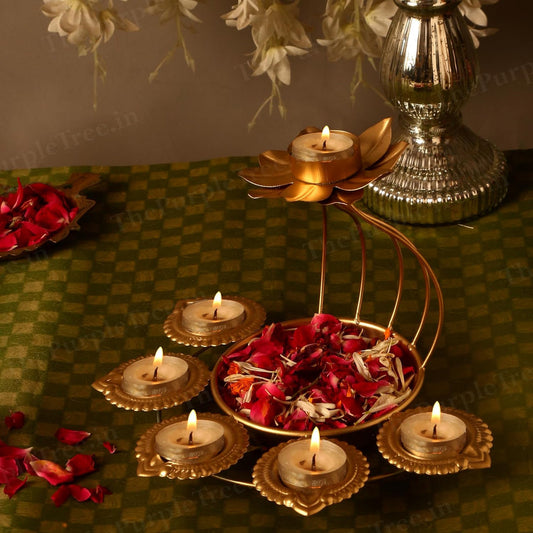 Lotus Design Urli and Tea Light Candle Holder