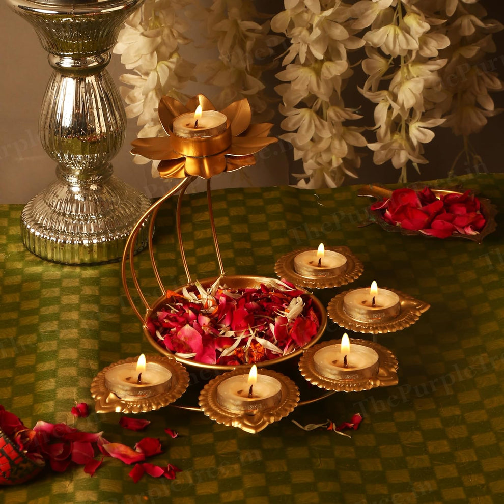 Lotus Design Urli and Tea Light Candle Holder