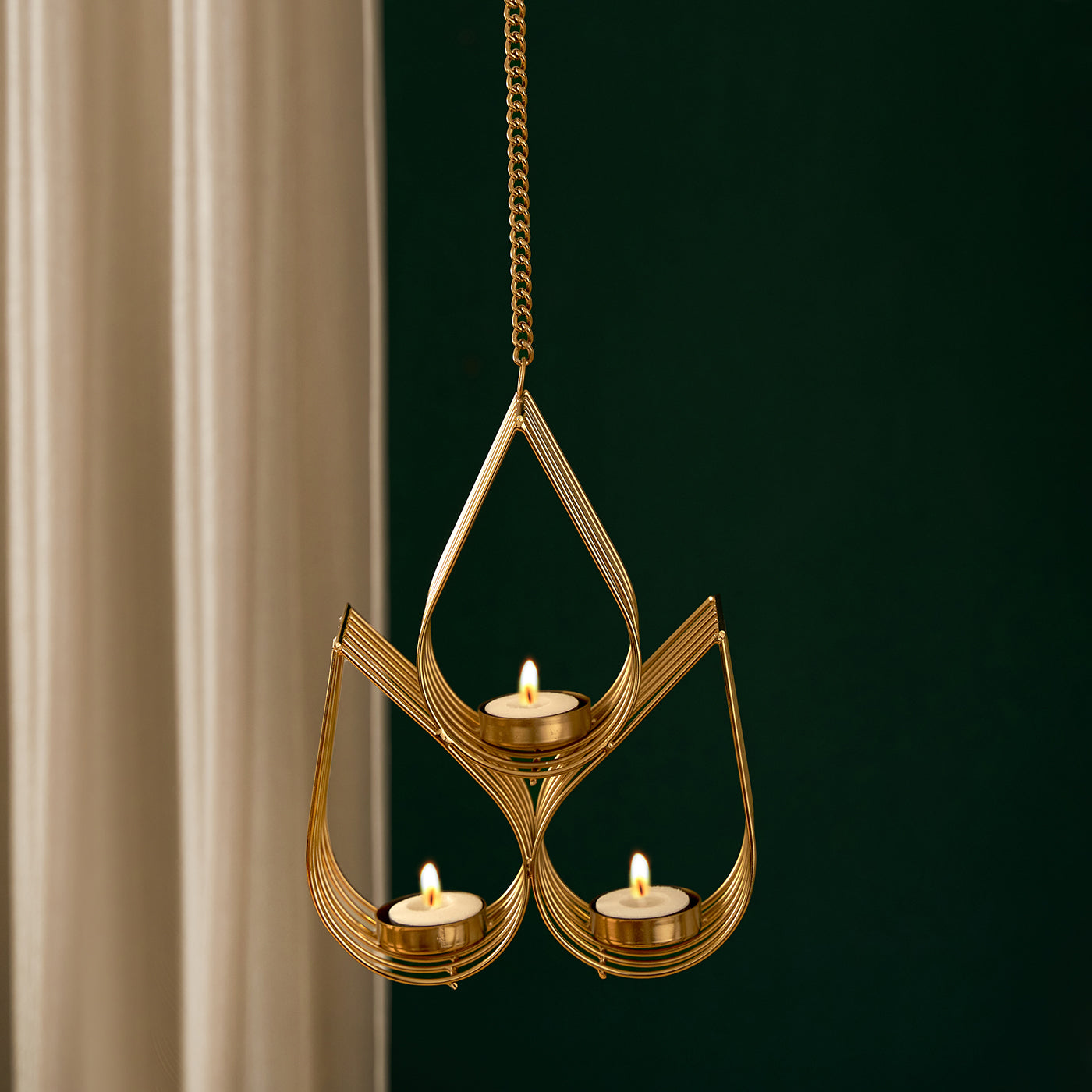 Leaf Shape Metal Hanging Tealight Candle Holder