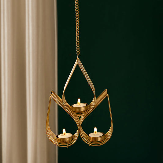 Leaf Shape Metal Hanging Tealight Candle Holder