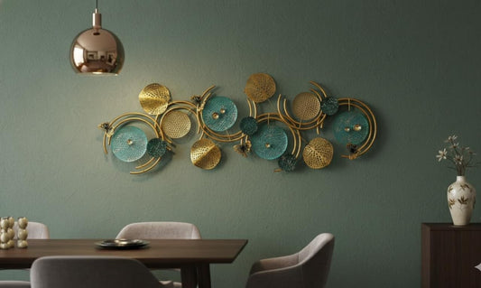 Teal and Gold Botanical Swirl Wall Decor