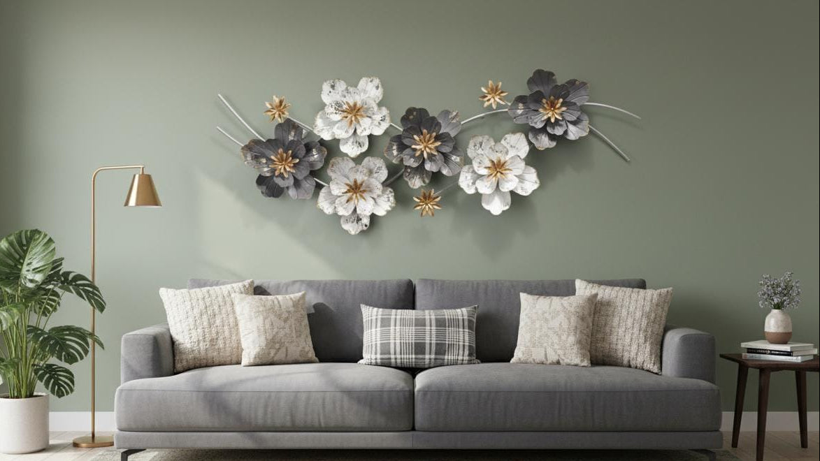Midnight Bloom Metal Flower Wall Sculpture