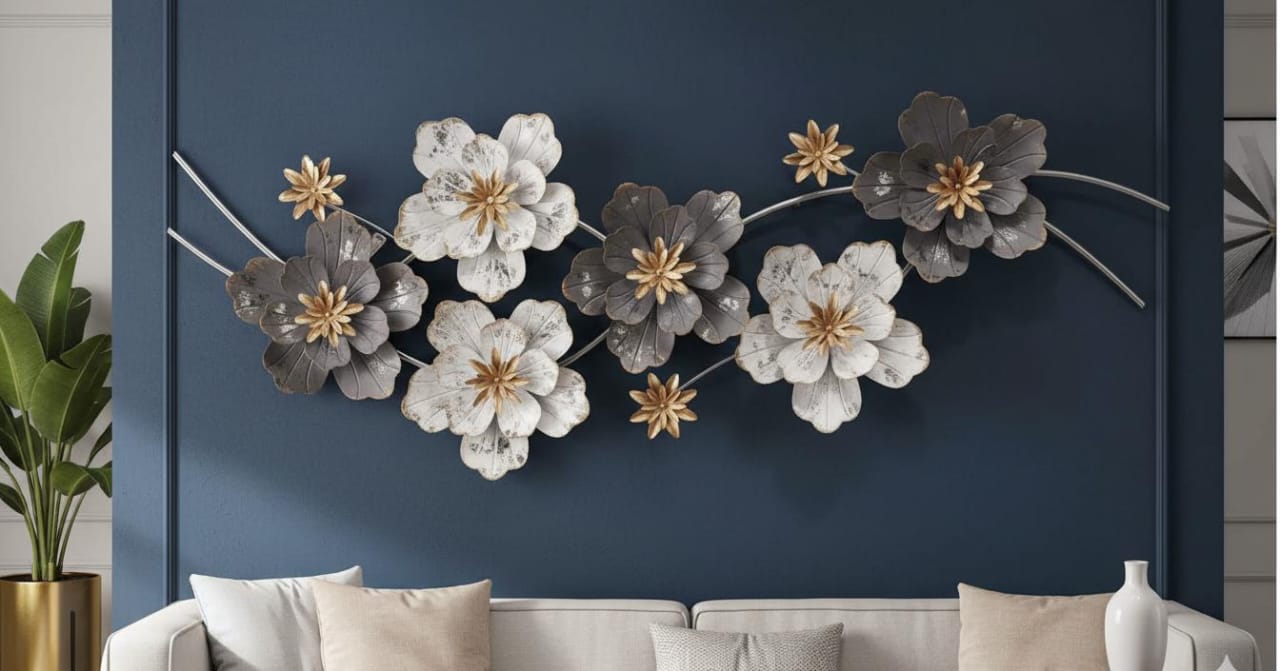 Midnight Bloom Metal Flower Wall Sculpture