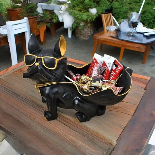 Luxury Bulldog Statue With Accessory Tray