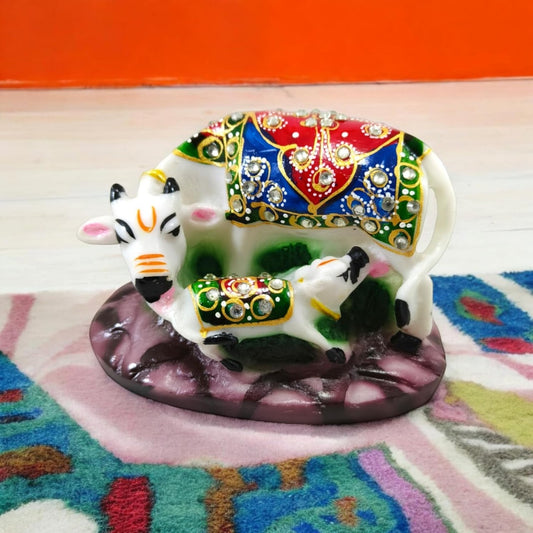 Decorative Kamadhenu Cow and Calf Idol