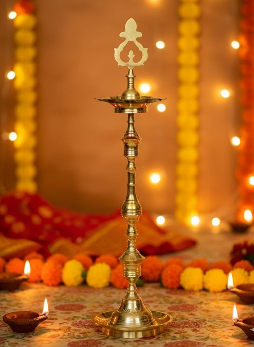 VIRENZA KUTHU VILAKKU Brass Lamp Diya Decoration in Festive Season - Multiple Sizes