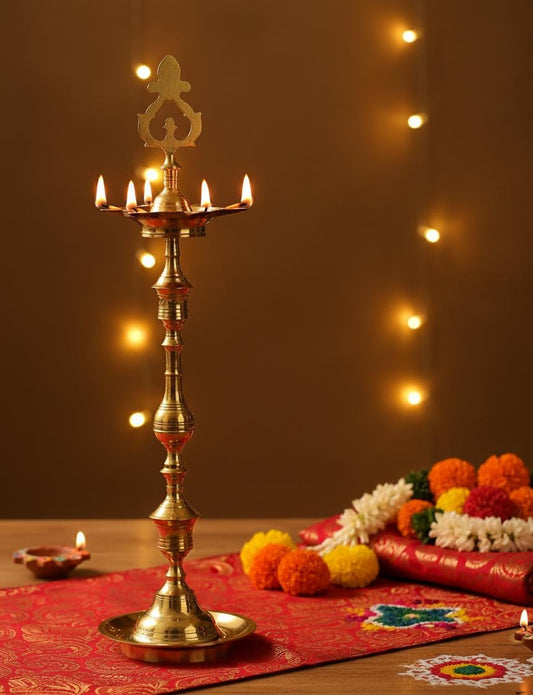 VIRENZA KUTHU VILAKKU Brass Lamp Diya Decoration in Festive Season - Multiple Sizes