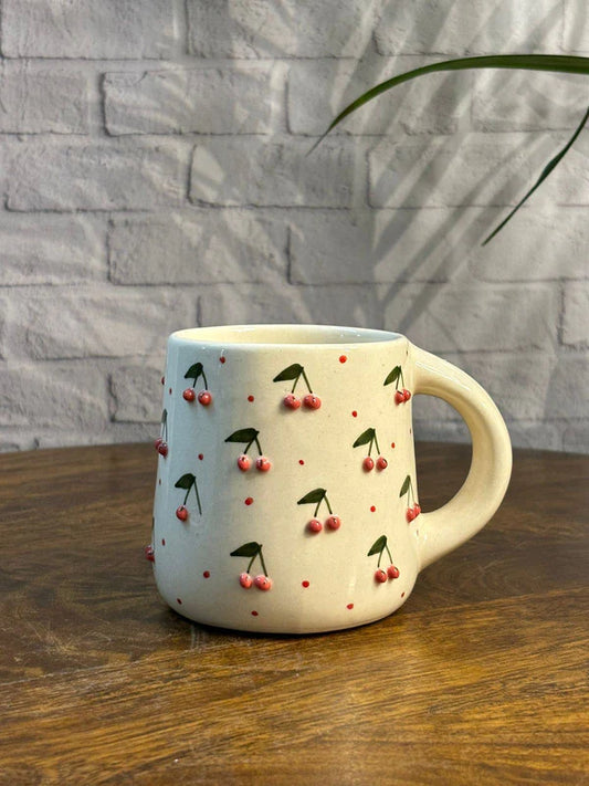 Blooming Cherry Bliss Handcrafted Mug - 250 ml