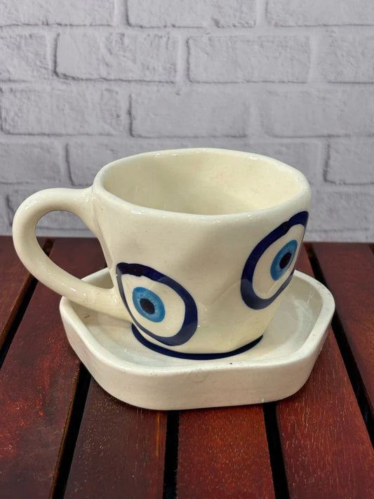 Evil Eye Coffee Mug & Saucer - 250 ml