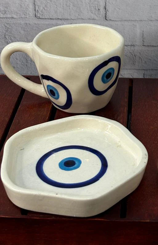 Evil Eye Coffee Mug & Saucer - 250 ml