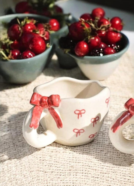 Cute Pinierest 3D Realistic Bow Ceramic Mug- 200 ml