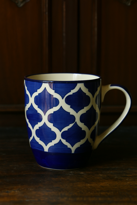 Blue and White Moroccan Coffee Mug Tea Cup - 350 ml