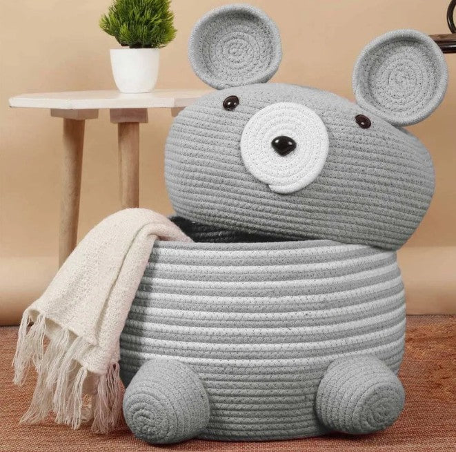 Koala Bear Handcrafted Storage Basket with Lid - Multiple Colors