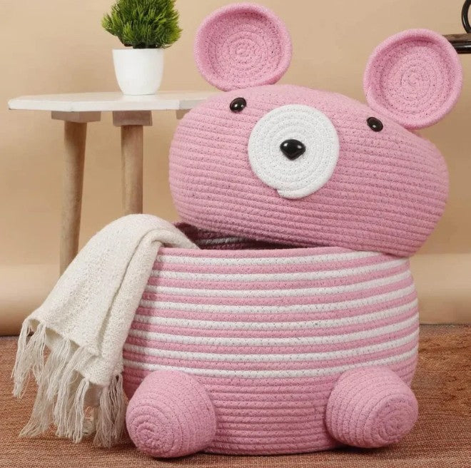Koala Bear Handcrafted Storage Basket with Lid - Multiple Colors