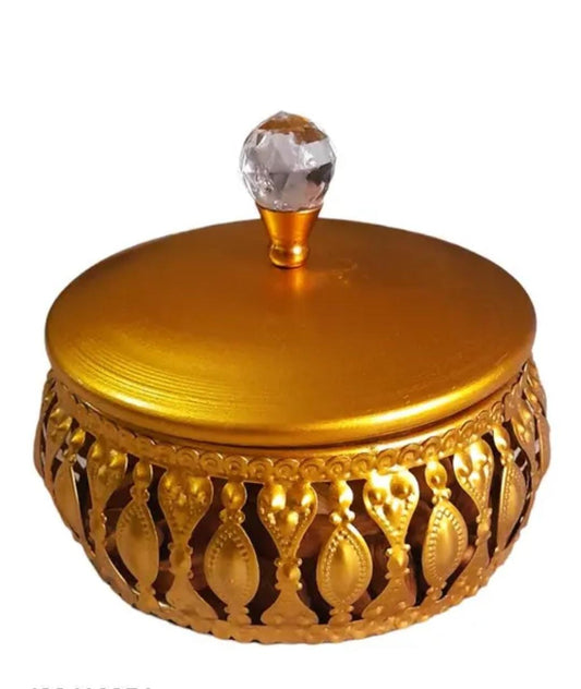 Decorative Gold Box with Crystal Lid