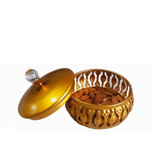 Decorative Gold Box with Crystal Lid