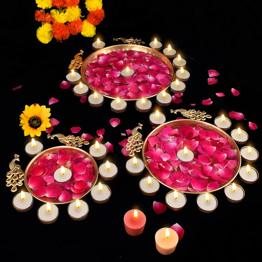 Peacock Design Diya Decoration Golden Urli