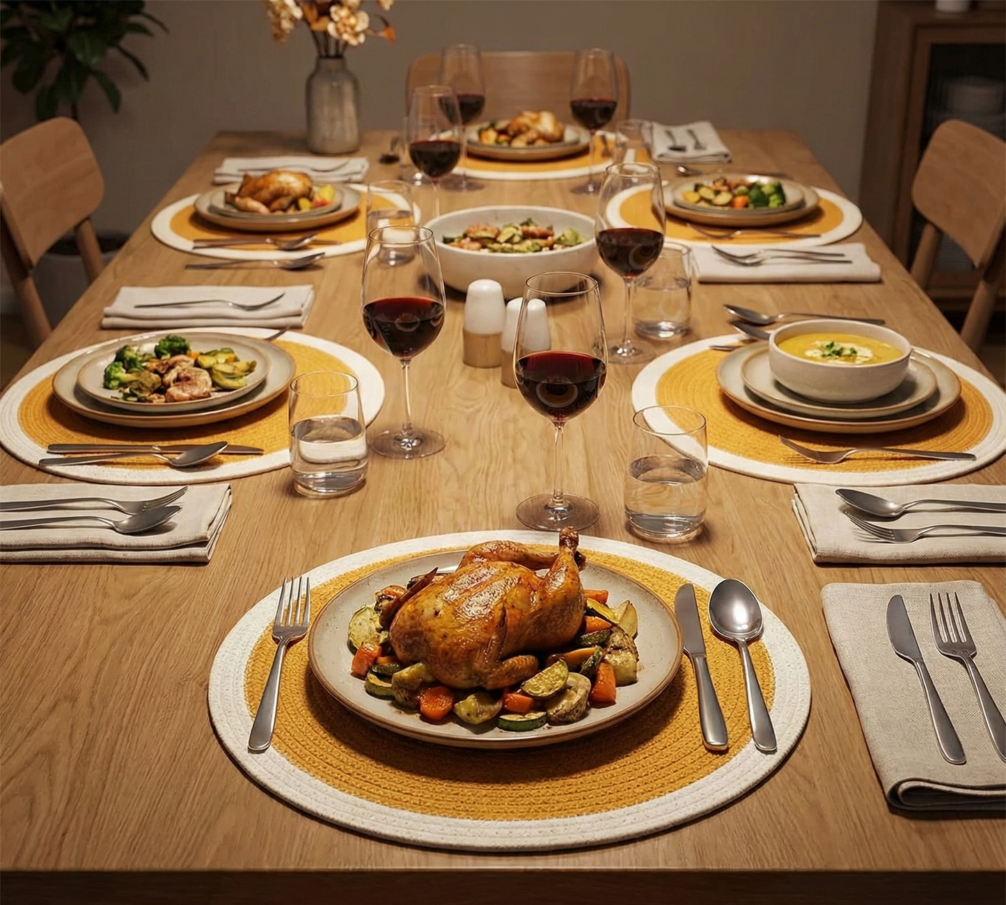 Yellow with White Border Dual-Color Placemats