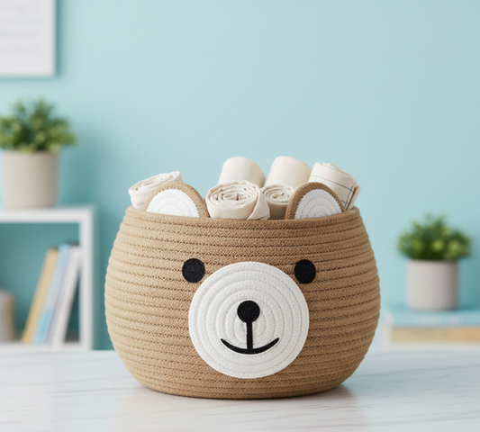 Kids Brown Cotton Planter & Organizer Basket