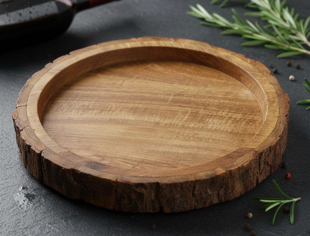 Wooden Natural Eco-friendly Serving Tray - 10 inch
