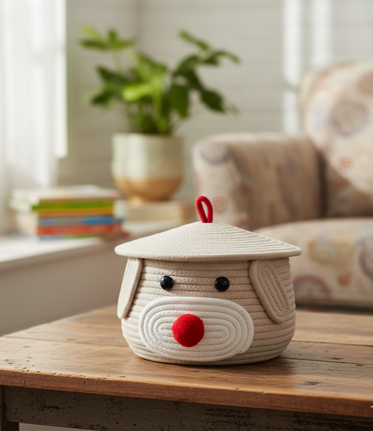 Kids Multi-Purpose Cotton Basket with Lid - Multiple Colors - 11 x 11 x 7 inch