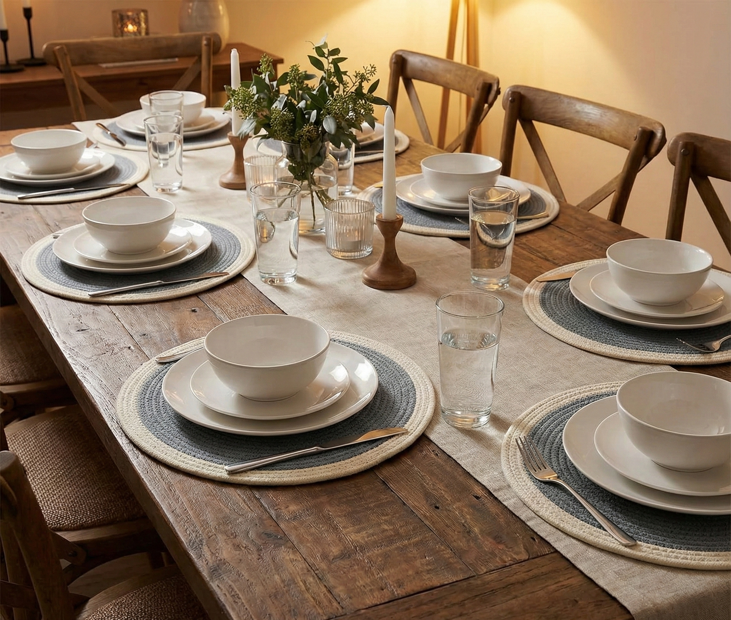 Grey with White Border Dual-Color Placemats