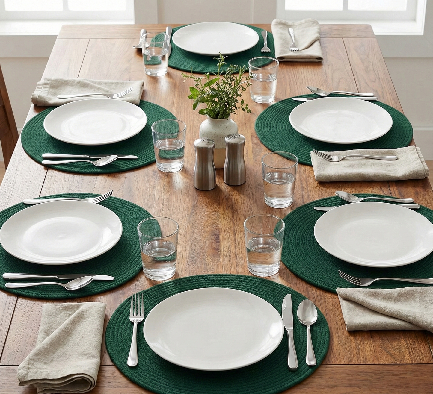 Dark Green Cotton Placemats